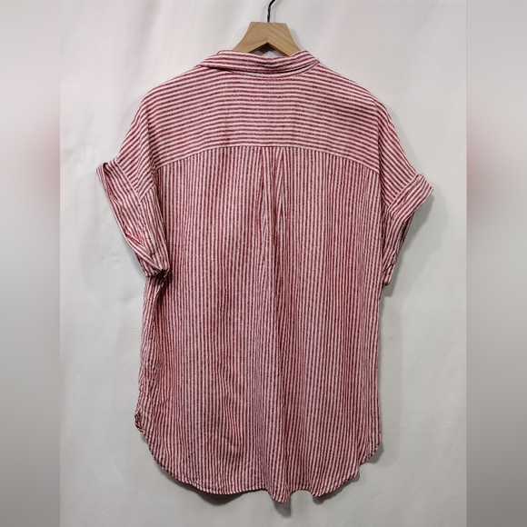 Ralph Lauren 100% Linen Striped Button Shirt Womens XL White Red Casual Comfy - Picture 6 of 9